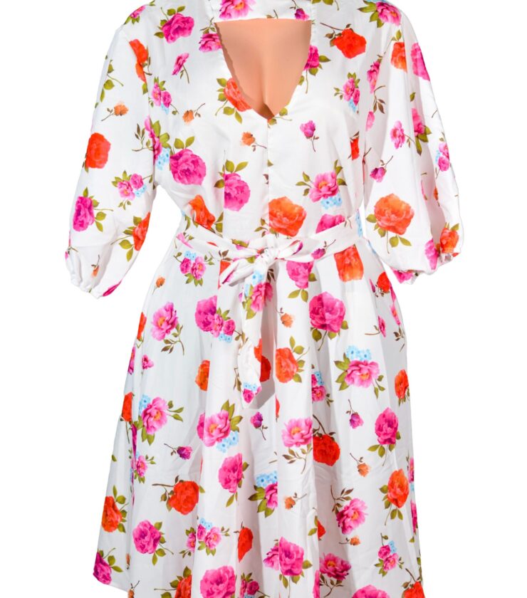 Women’s Asymmetrical Floral Maxi  Dress in Multicolor