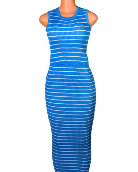 Knit Maxi Skirt With Elastic Waist and Crop Top With Stripes. Knit Material of Light Weight and Quality. Spandex material. It feels very comfortable on your skin