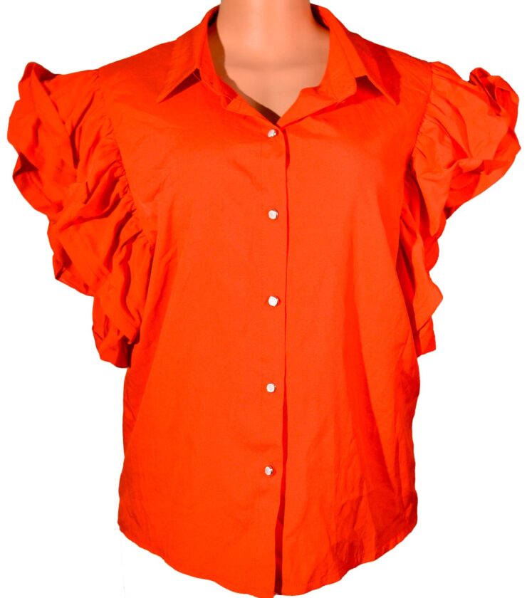 Front Button Shirt with Ruffle Trim