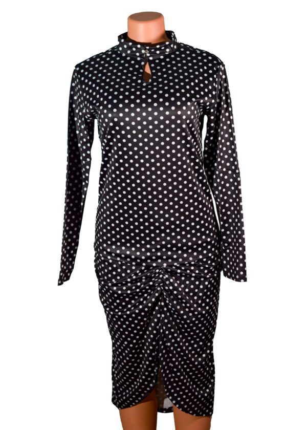 Autumn Doll Collar Shirt Women's Spring/Summer New Silk Polka Dot Long Sleeve Printed Dress Polka dots, expandable material