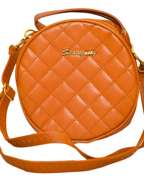 Orange Small Geometric Embossed Circle Bag