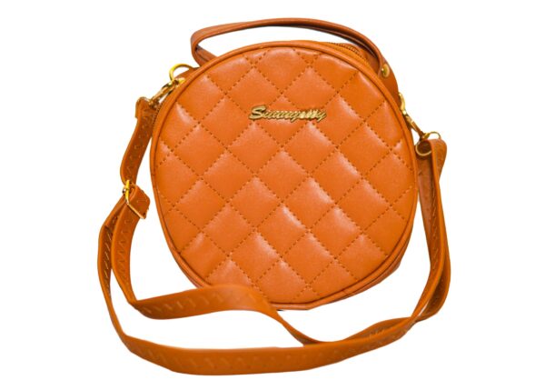 Orange Small Geometric Embossed Circle Bag