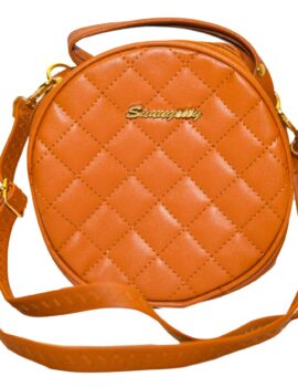 Orange Small Geometric Embossed Circle Bag