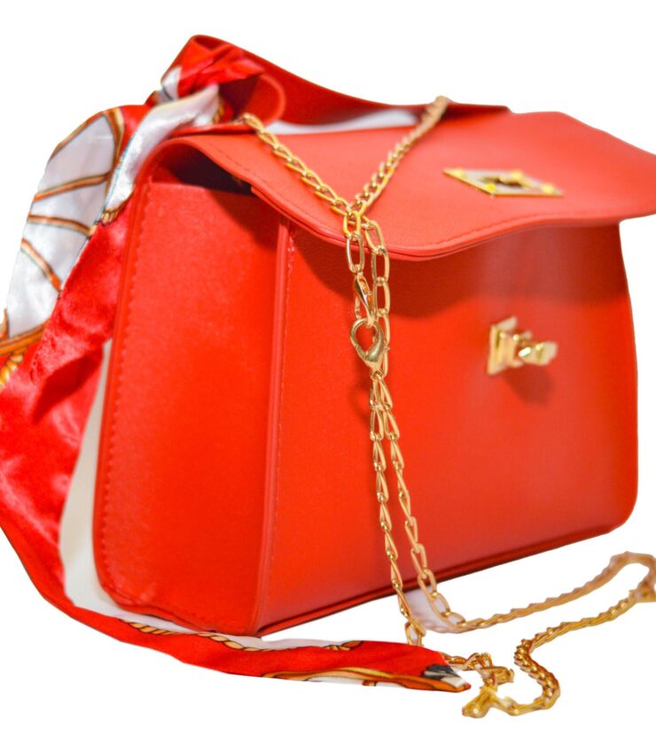 Ladies’ Simple Style Solid Color Handbag Niche Pattern Silk Scarf Mini Chain Single Shoulder Crossbody Purse Bandolera