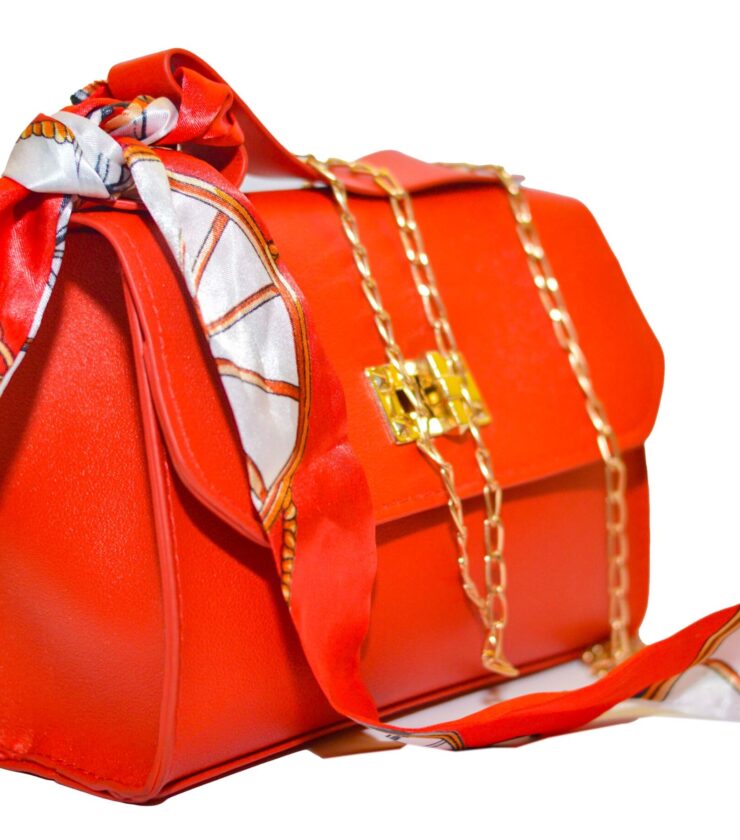 Ladies’ Simple Style Solid Color Handbag Niche Pattern Silk Scarf Mini Chain Single Shoulder Crossbody Purse Bandolera