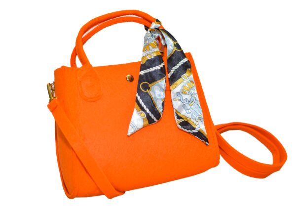 Huge Capacity, Waterproof, Stylish, Classic, and Casual Bow Decor Item One piece of simple-style orange felt handbag decorated with a silk scarf, ideal for carrying everyday necessities for women, teens, college students, new hires, and white-collar workers. Ideal for the office, college, work, business, commute, outdoors, travel, outings, teacher's day, and teacher gifts.