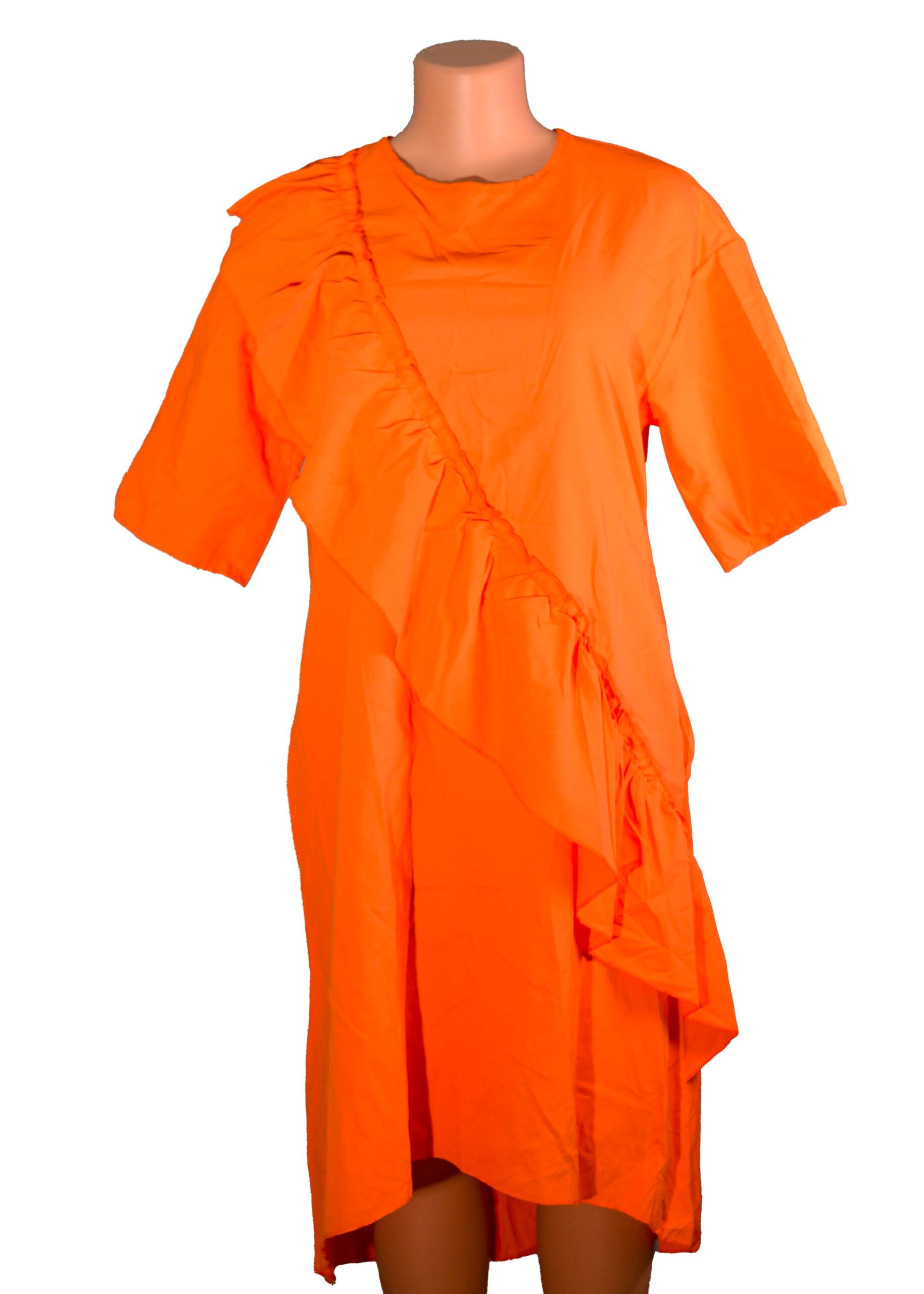 Women's Elasticity Flax Dresses In a Fashionable Casual Style Front is cut shorter than the back