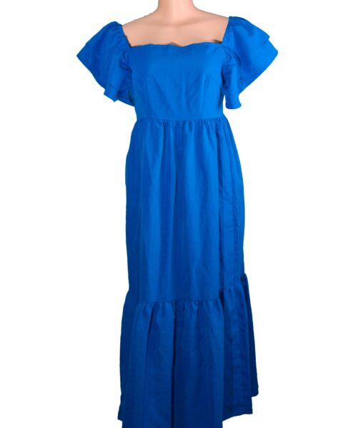 Women's Ruffled Hem Dress with Layered Sleeves Double layer arms . Comes with a side zip