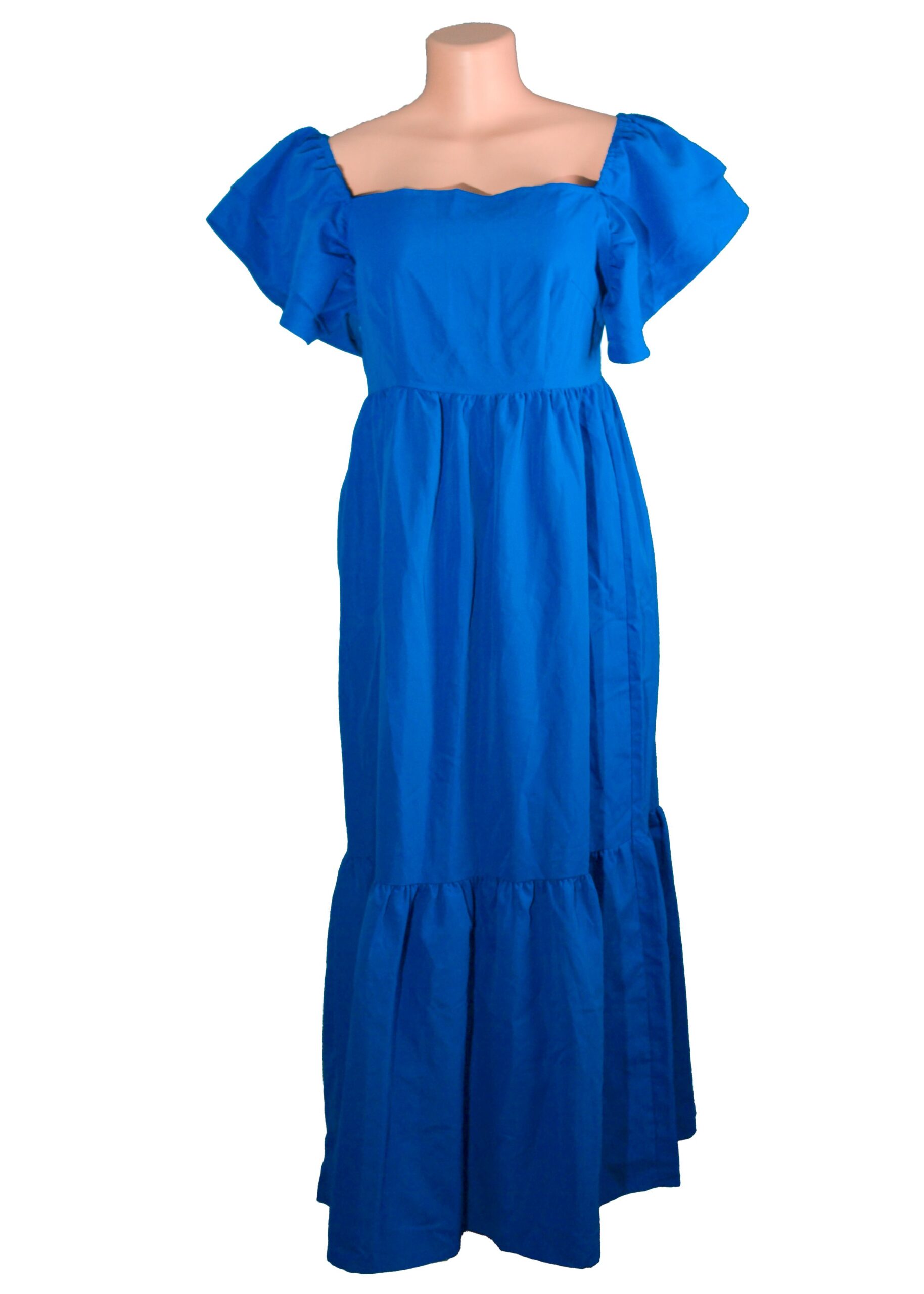 Women's Ruffled Hem Dress with Layered Sleeves Double layer arms . Comes with a side zip