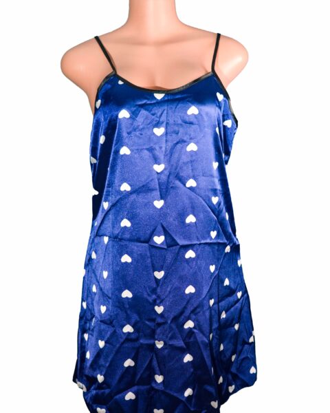 Women's Sleeveless Satin Nightgown with Love Heart Embroidery Comfortable on the skin Polka dots fabric