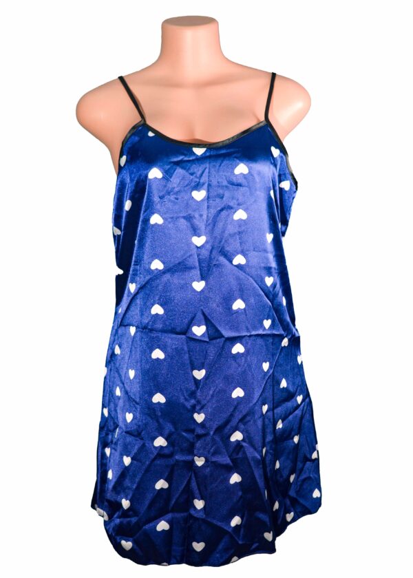 Women's Sleeveless Satin Nightgown with Love Heart Embroidery Comfortable on the skin Polka dots fabric