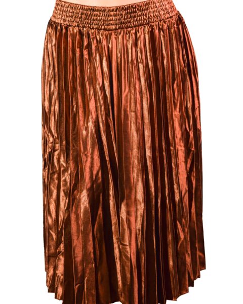 Ladies' Trendy Glossy Pleated Skirt, Summer Elegant Ladies' Elastic High Waist Midi Skirt Pleated skirt