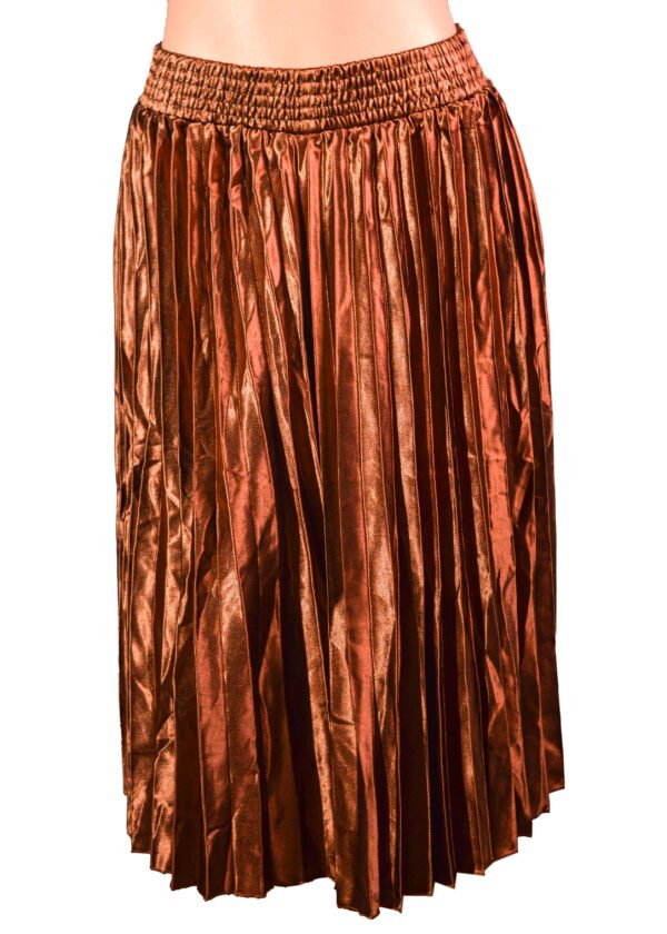 Ladies' Trendy Glossy Pleated Skirt, Summer Elegant Ladies' Elastic High Waist Midi Skirt Pleated skirt