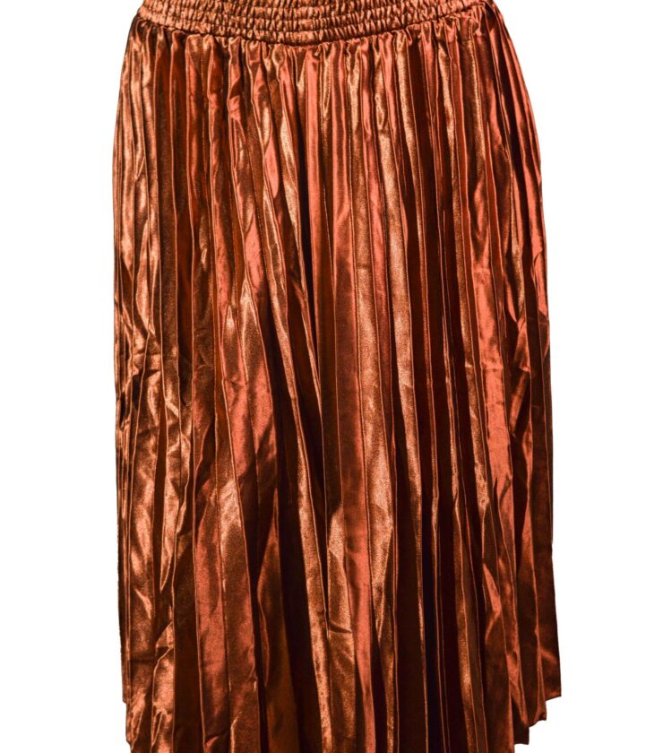 Ladies’ Trendy Glossy Pleated Skirt, Summer Elegant Ladies’ Elastic High Waist Midi Skirt