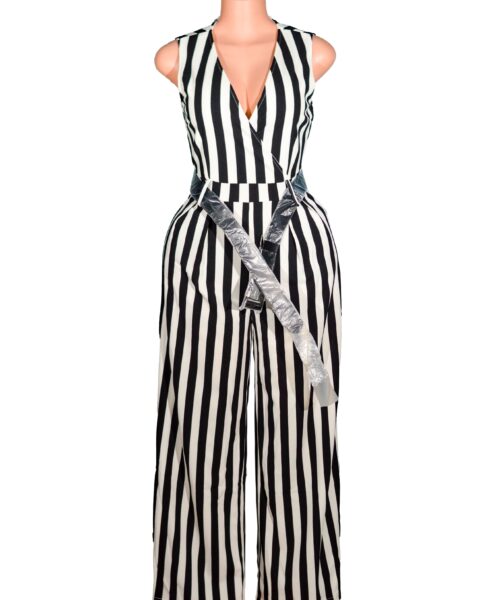 Women's Sexy Easygoing Jumpsuit With Striped Design Halter Top Elegant looking Jumpsuit