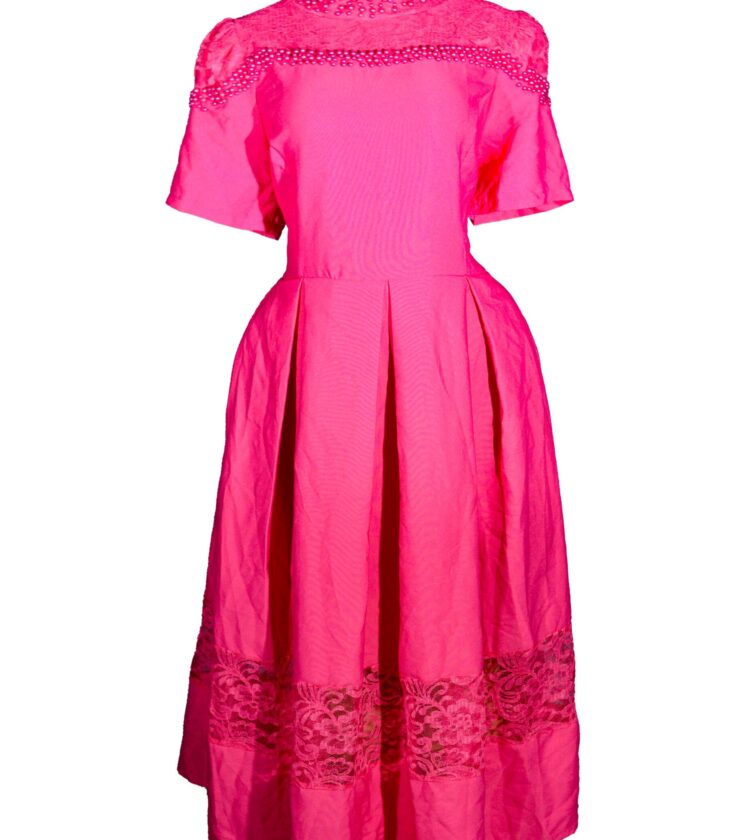 Women’s Solid Dresses Puff Sleeves With a High Neck