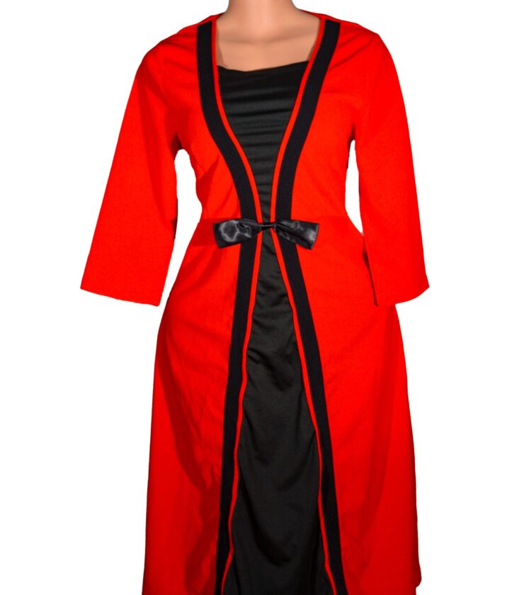 Color Block Faux Twinset Dress, Stylish Three-Quarter Sleeve Dress