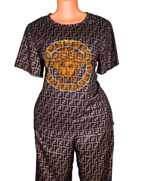 Versace Short Sleeves and a Pair of and Trousers Stretchy top, cotton trousers