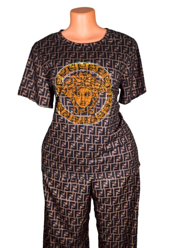 Versace Short Sleeves and a Pair of and Trousers Stretchy top, cotton trousers