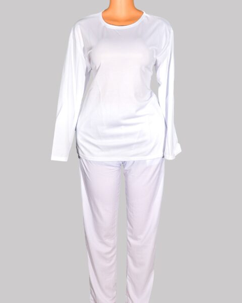 Ladies Style, White Simple Plain Color Thickened Two-Piece Outfit Stretchy fabric