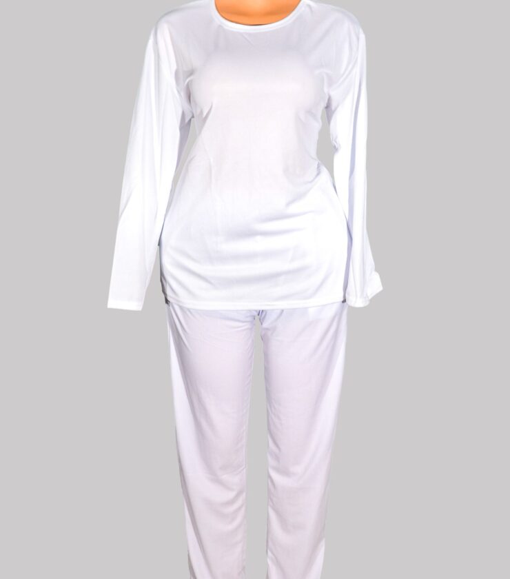 Ladies Style, White Simple Plain Color Thickened Two-Piece Outfit