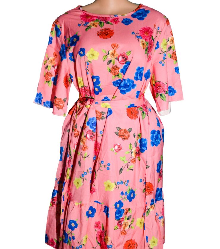 Floral Maxi Dress With Half Sleeves