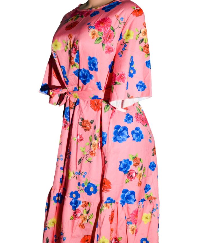 Floral Maxi Dress With Half Sleeves