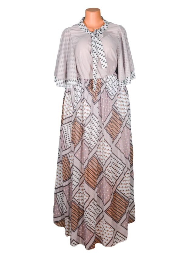 Maxi Dress in Printed Silk Pleated flair dress